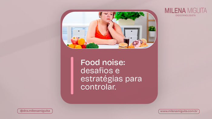 Food noise: desafios e estratégias para controlar 1 Mulher com expressão preocupada observa uma mesa com alimentos ultraprocessados e saudáveis, refletindo sobre escolhas alimentares.